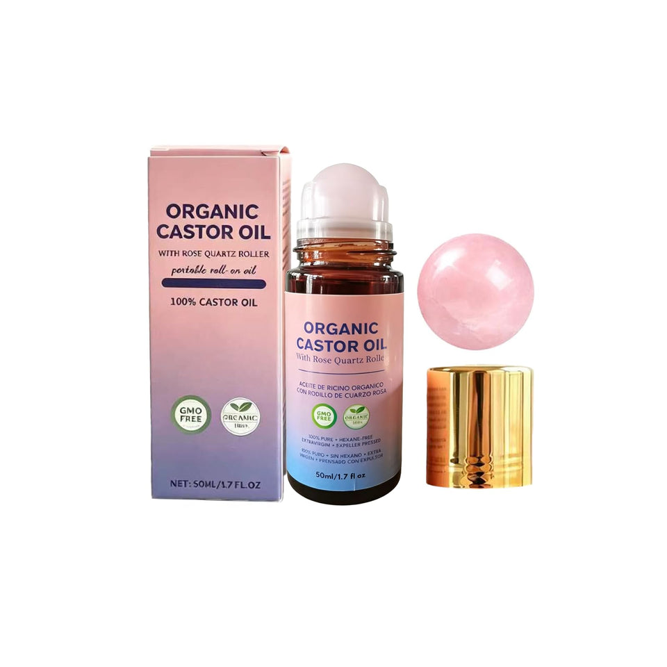 Veuvul front packaging showing bottle and rose quartz roller for easy application