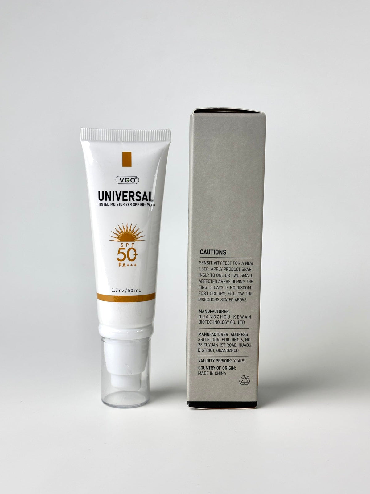 VGO label ingredients closeup showing hypoallergenic formula for sensitive skin