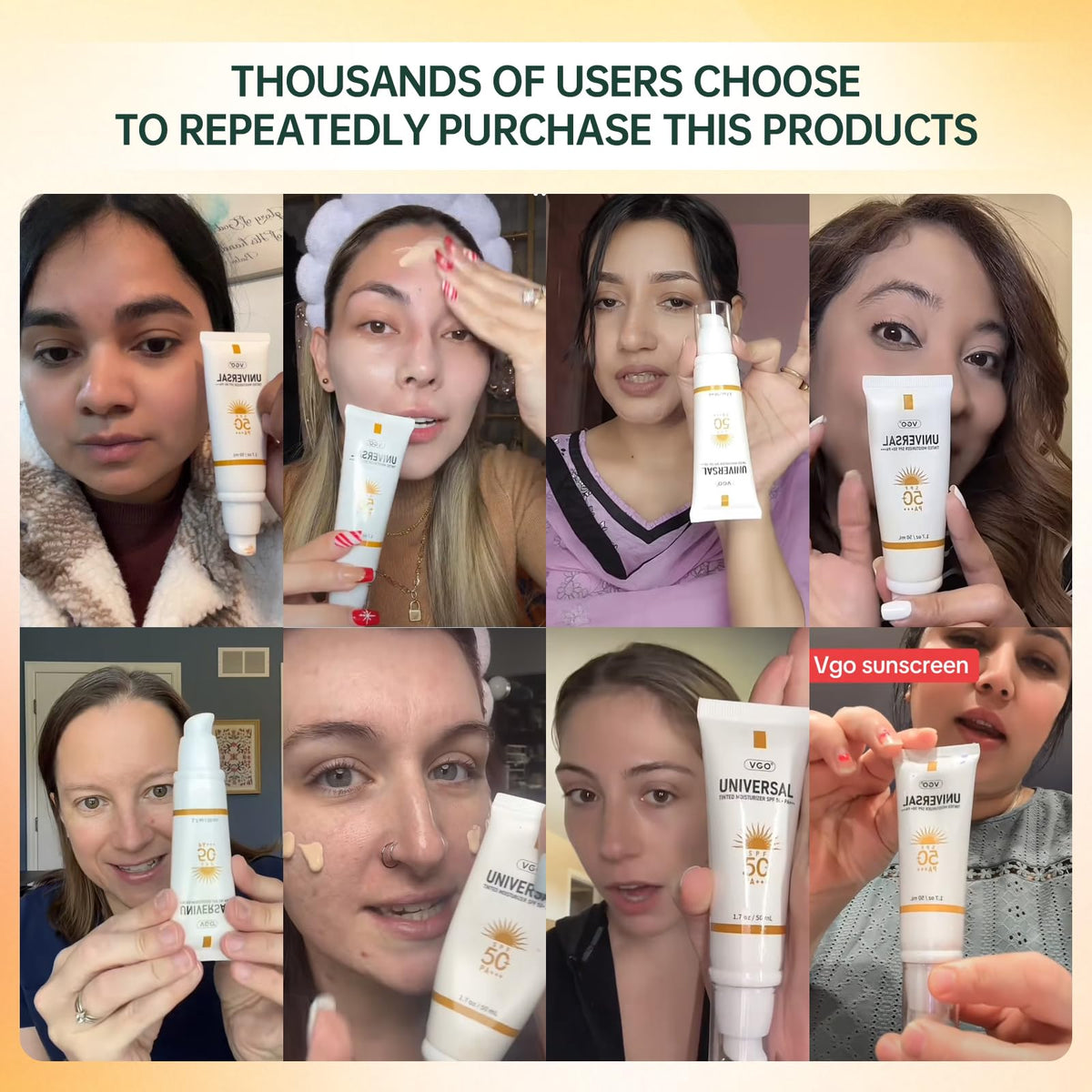 VGO lifestyle outdoor woman applying tinted sunscreen for even coverage