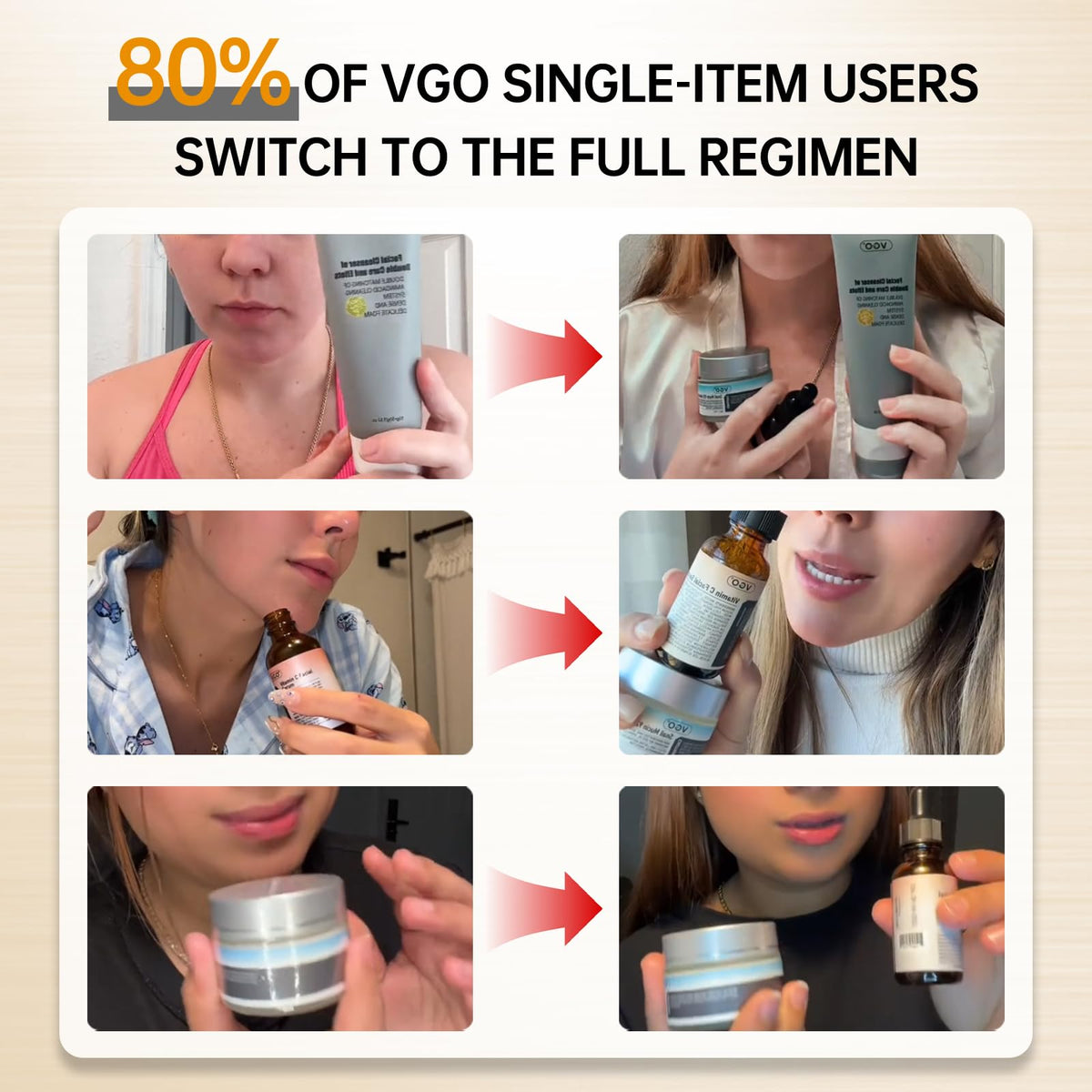 VGO moisturizer and serum in hand for size and usage scale