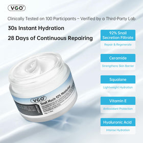 VGO texture close-up of gel-cream, demonstrates lightweight non-greasy hydration