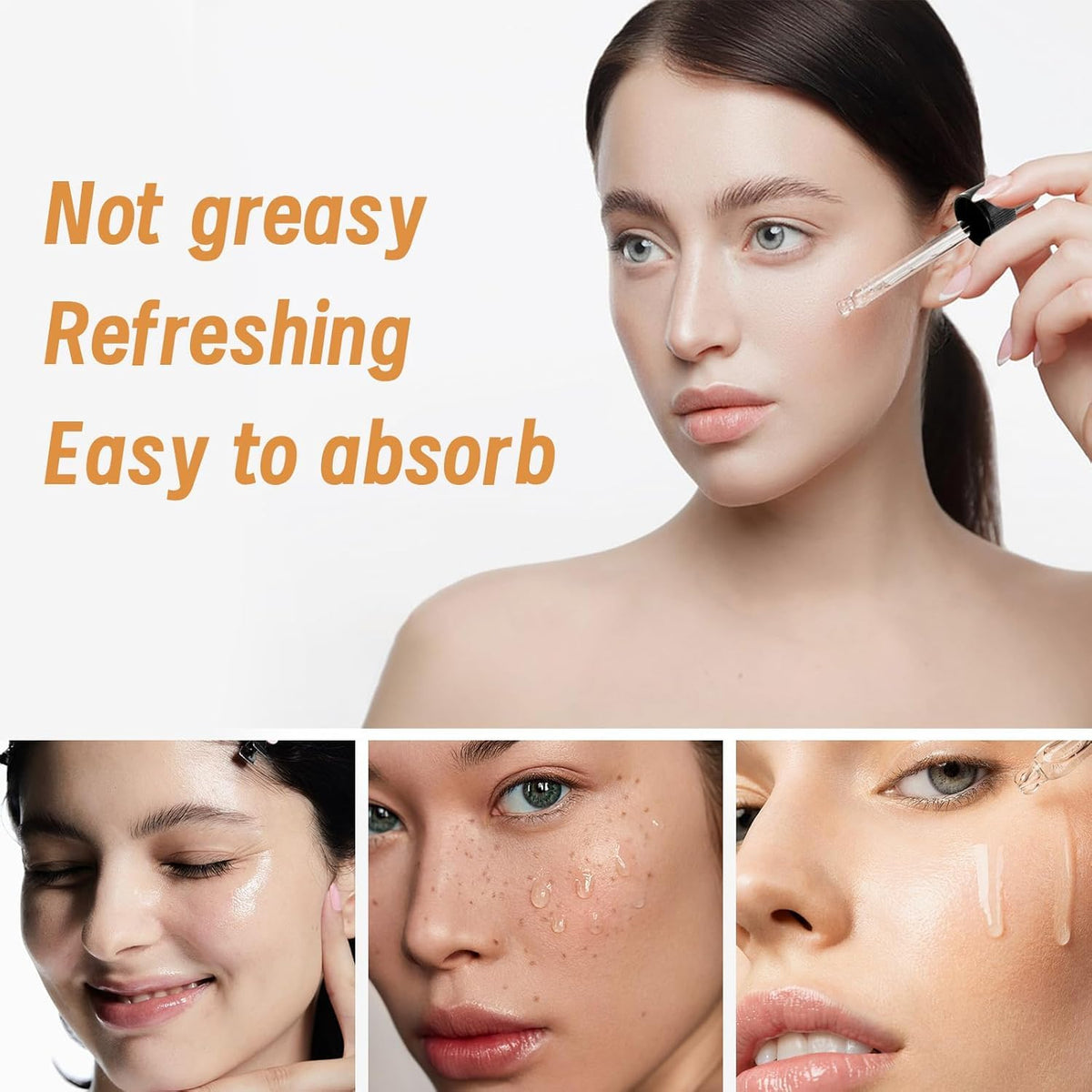 VGO vitamin C serum dropper applying serum for brighter skin