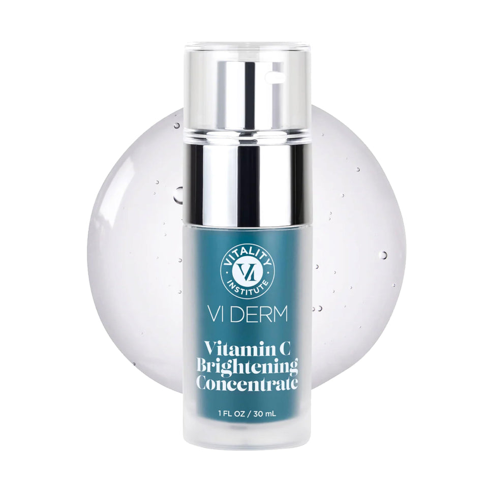 VI DERM front bottle view showing clean brightening serum and packaging benefit