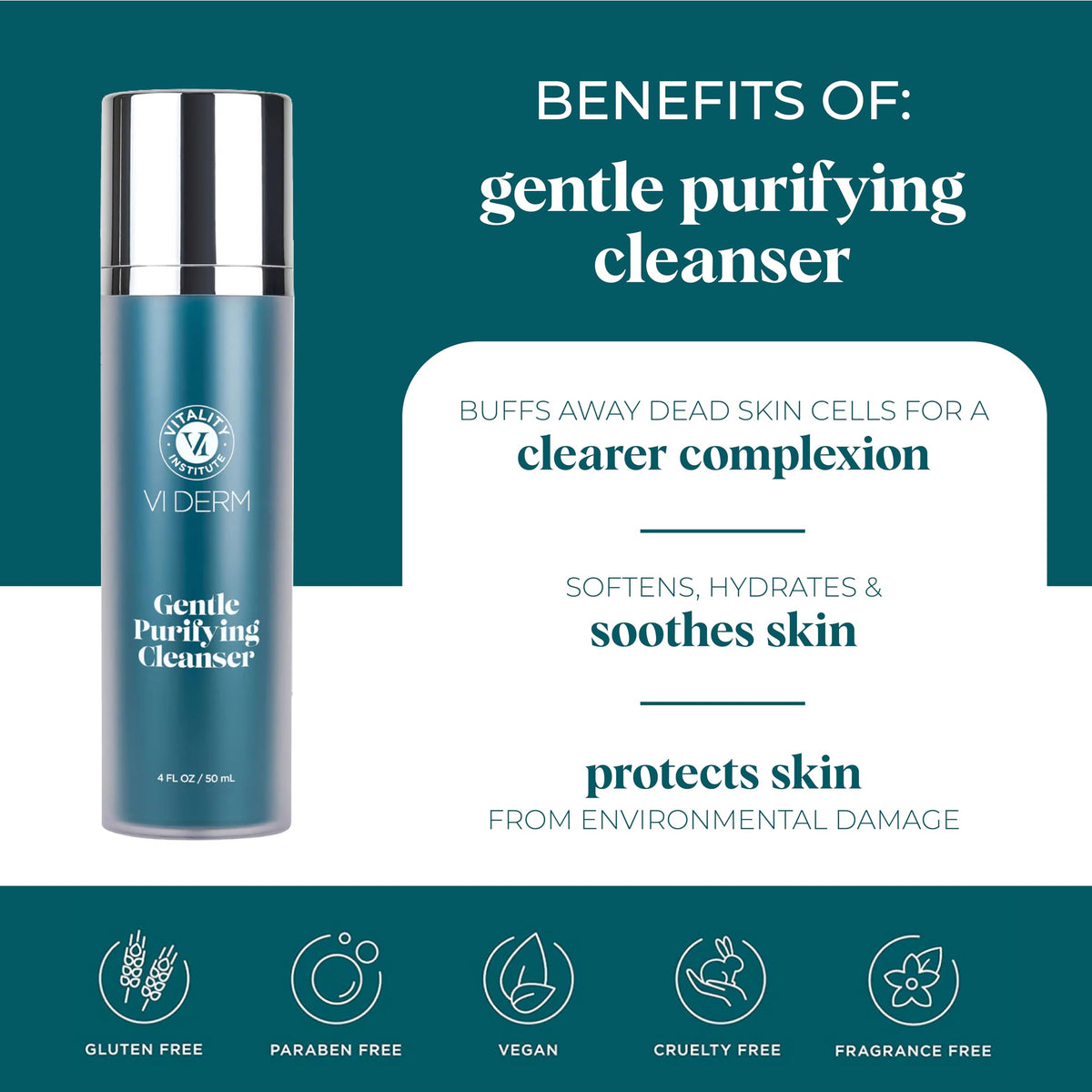 VI DERM close-up texture on skin highlighting hydrating gel