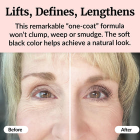Vibriance before and after lashes showing lifted fuller look