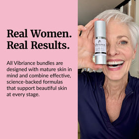 Vibriance bundle styled in bathroom to show simple daily skincare routine