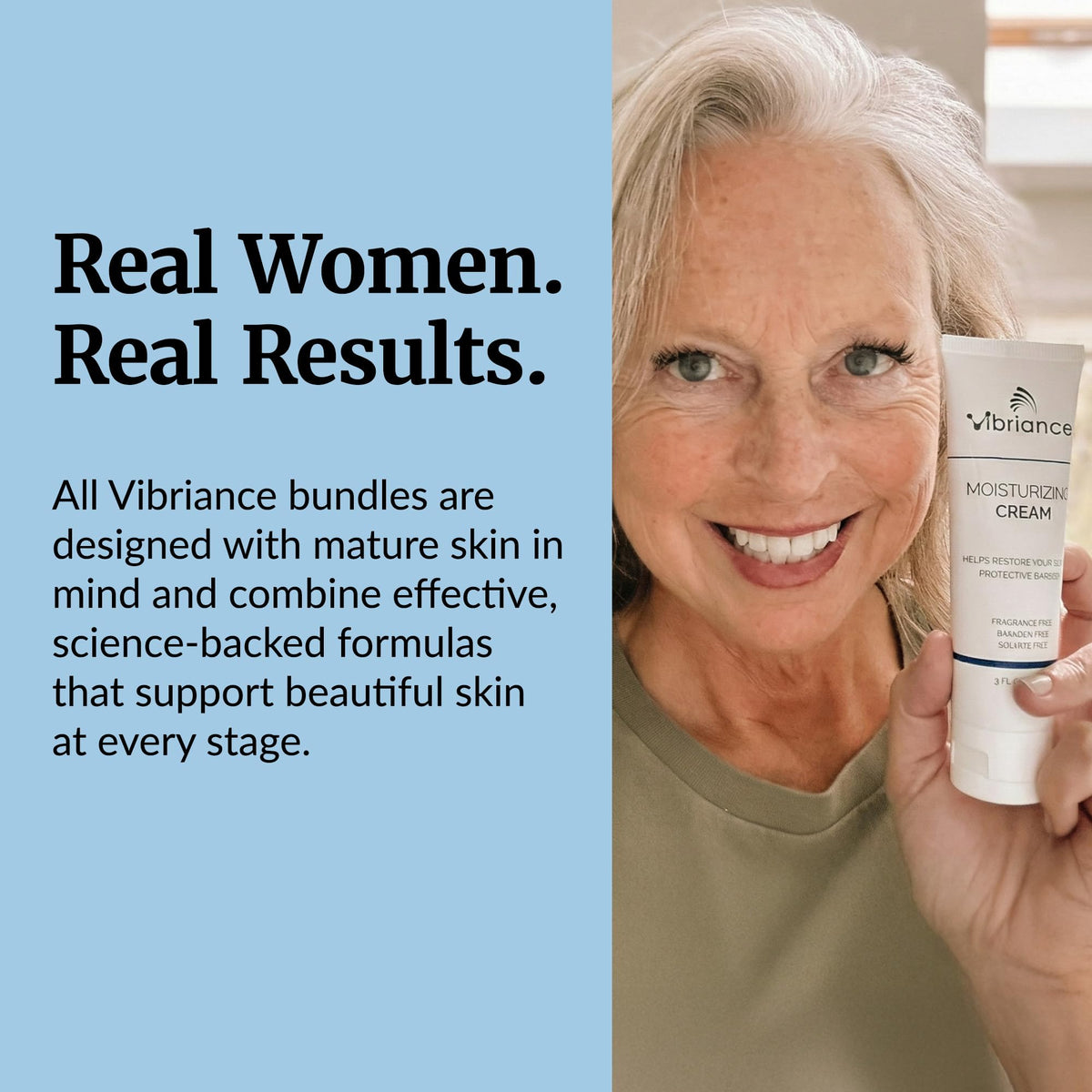 Vibriance bundle on bathroom shelf styled for an everyday skincare routine