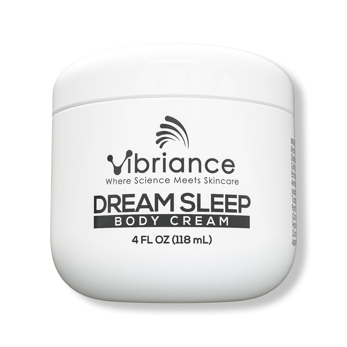 Vibriance jar front view showing label and 4 fl oz size for calming hydration