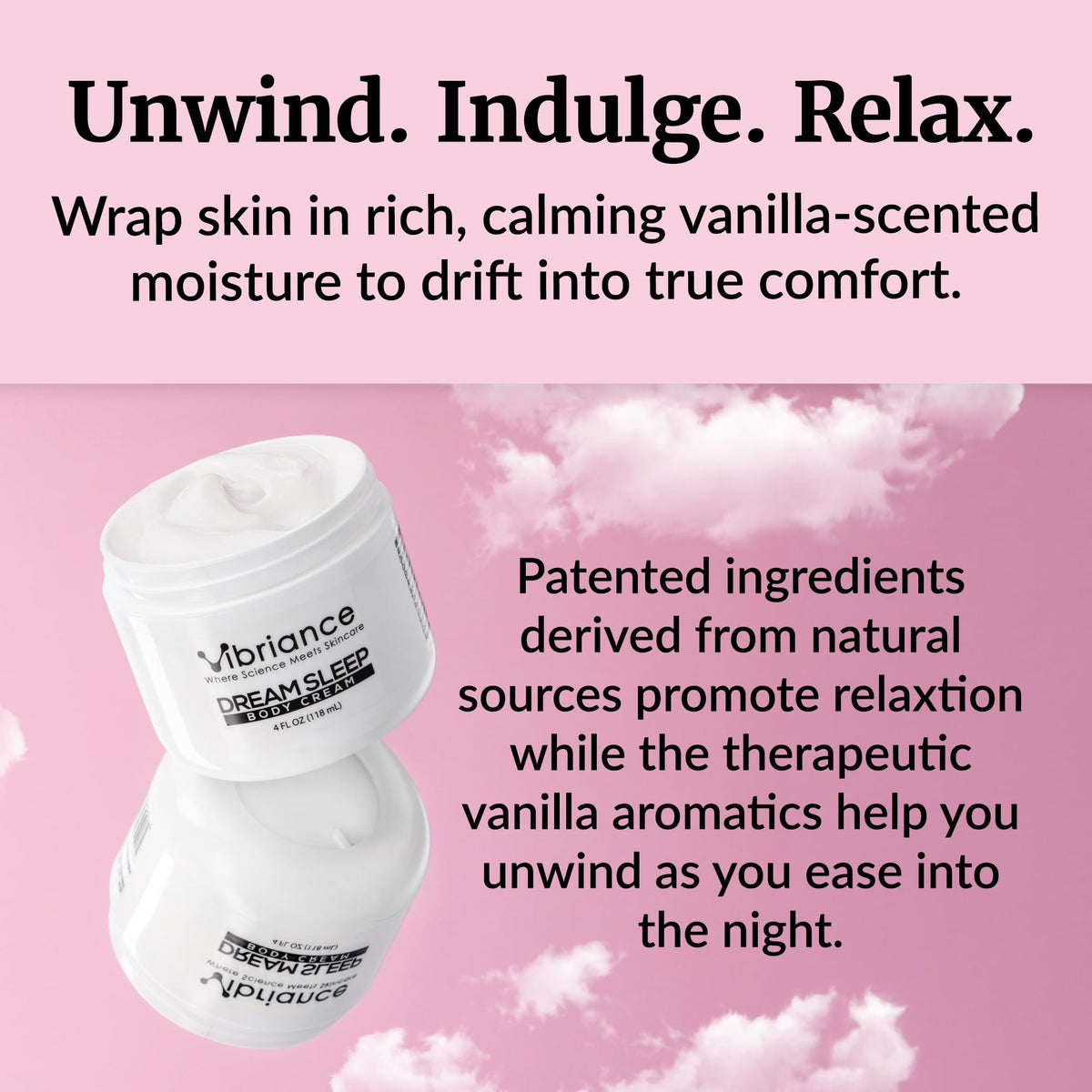 Vibriance ingredients display with shea butter and aloe illustrating soothing benefits