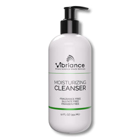 Vibriance bottle front view showing branding and 12 fl oz size, hydrating benefit