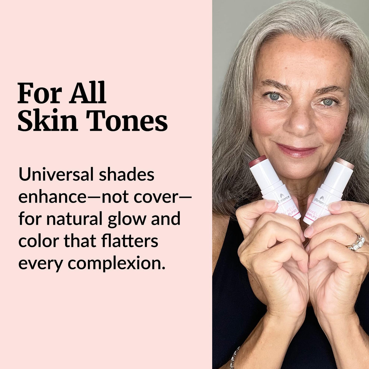 Vibriance highlighter next to common items shows size and travel-friendly portability benefit