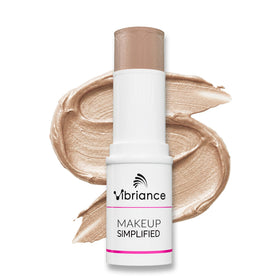 Vibriance highlighter stick front view shows sleek packaging and portable design benefit