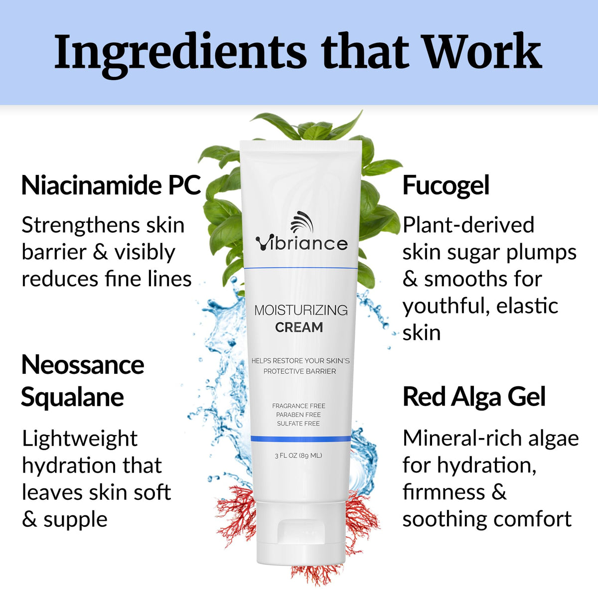 Vibriance on bathroom shelf in night routine showing overnight hydration benefit