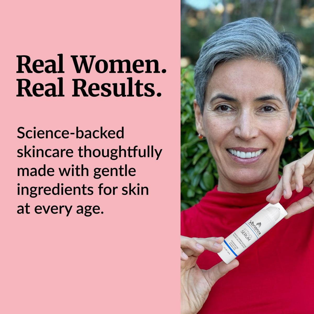 Vibriance on nighttime vanity lifestyle shot conveying ritual use and improved complexion