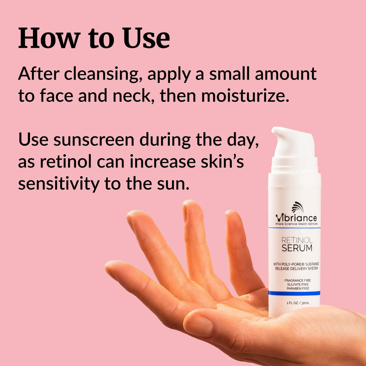 Vibriance texture drop on hand showing lightweight serum for easy absorption