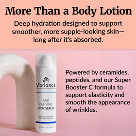 Vibriance bottle held in hand for scale showing convenient 4.5 fl oz size benefit