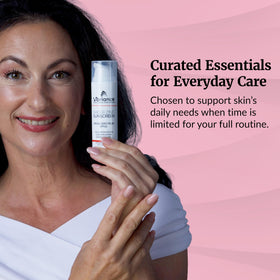Vibriance Sheer Zinc sunscreen applied on hand for invisible, hydrating coverage