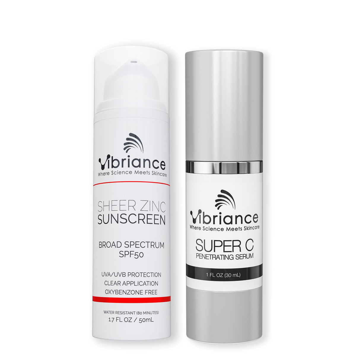 Vibriance Super C serum front packaging showing active antioxidant benefits