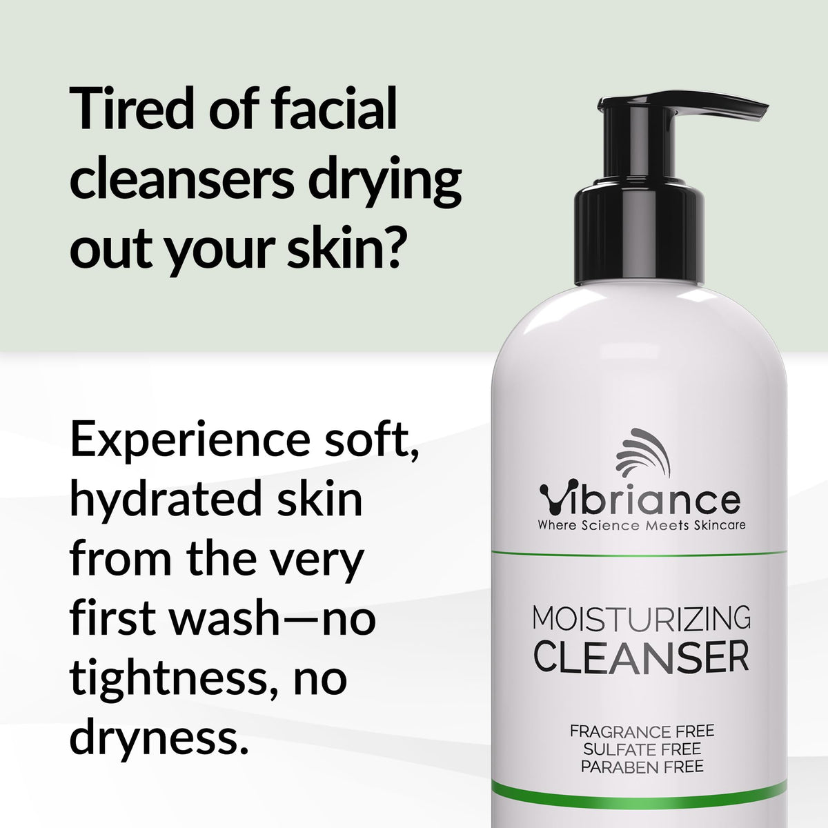 Close-up of oil-to-foam texture from Vibriance cleanser demonstrating nourishing lather