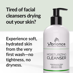 Close-up of oil-to-foam texture from Vibriance cleanser demonstrating nourishing lather