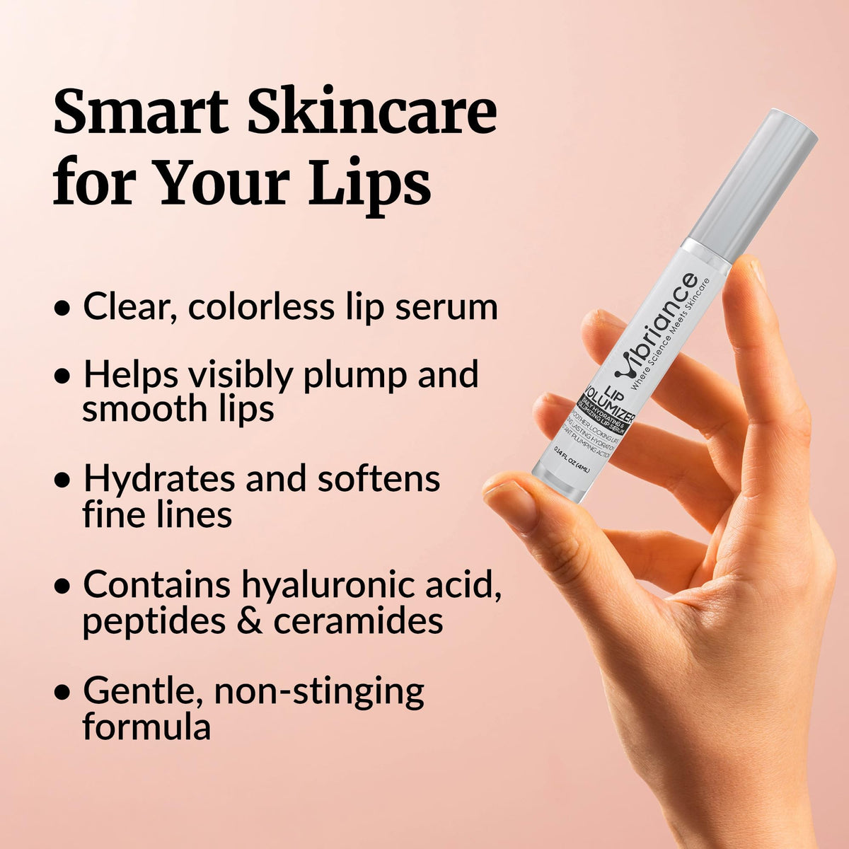 Vibriance glossy texture swipe on skin, visible shine and smoothing benefit