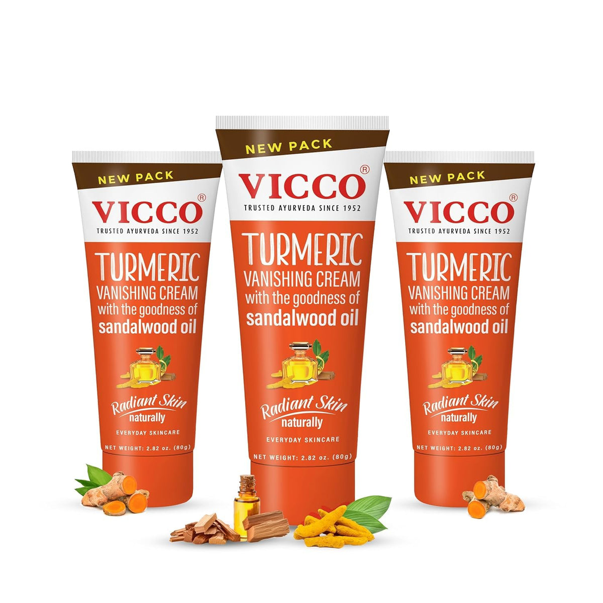 Vicco front packaging showing three tubes, portable natural moisturizer benefit