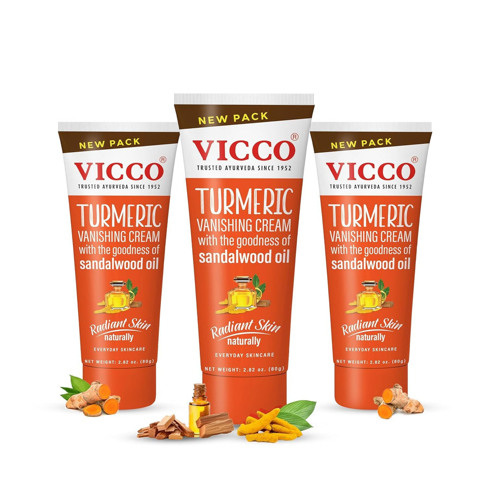 Vicco front packaging showing three tubes, portable natural moisturizer benefit