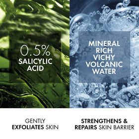 VICHY cleanser in hand during use demonstrating removal of oil and dirt