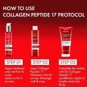 VICHY Dercos in-bathroom application on dry hair demonstrating prep benefit