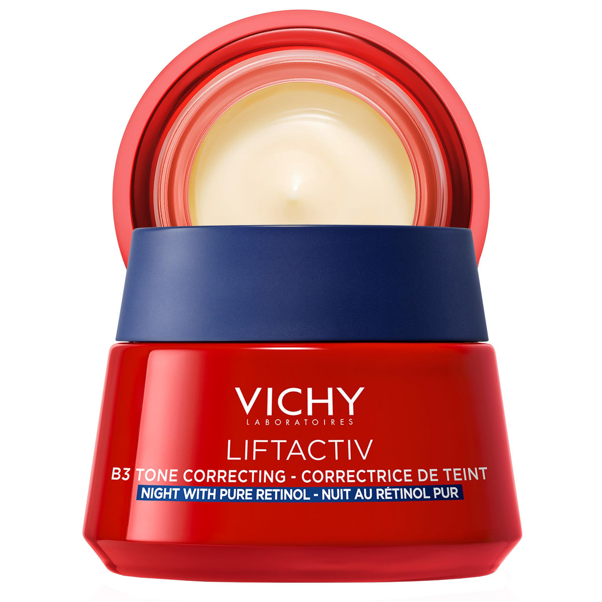 VICHY jar front view showing product branding and premium finish