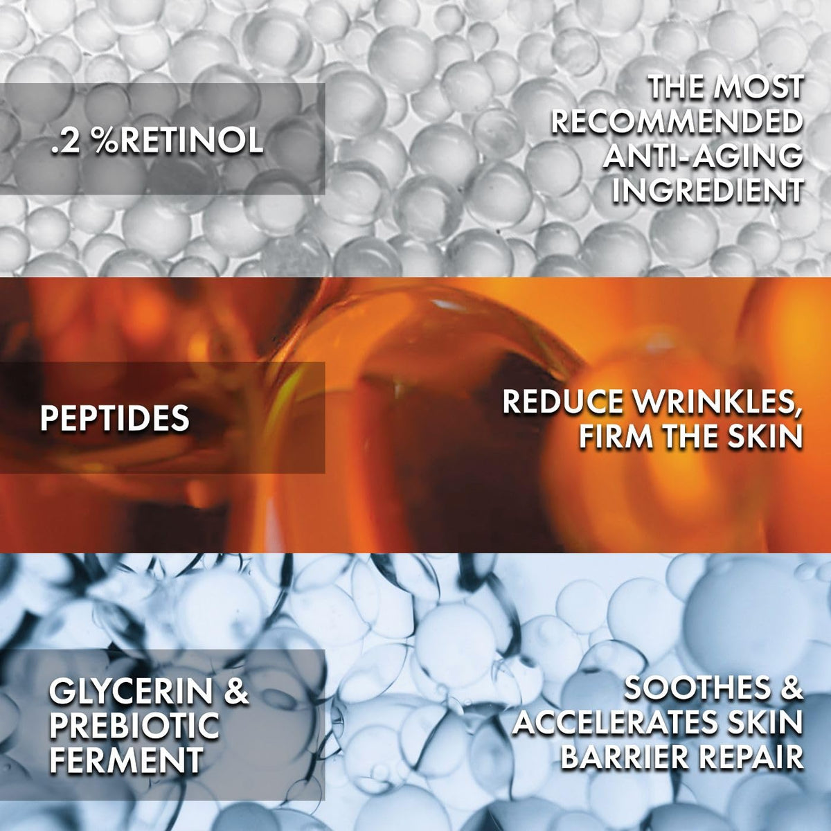 Vichy label close-up listing 0.2% pure retinol and peptides for clarity benefit