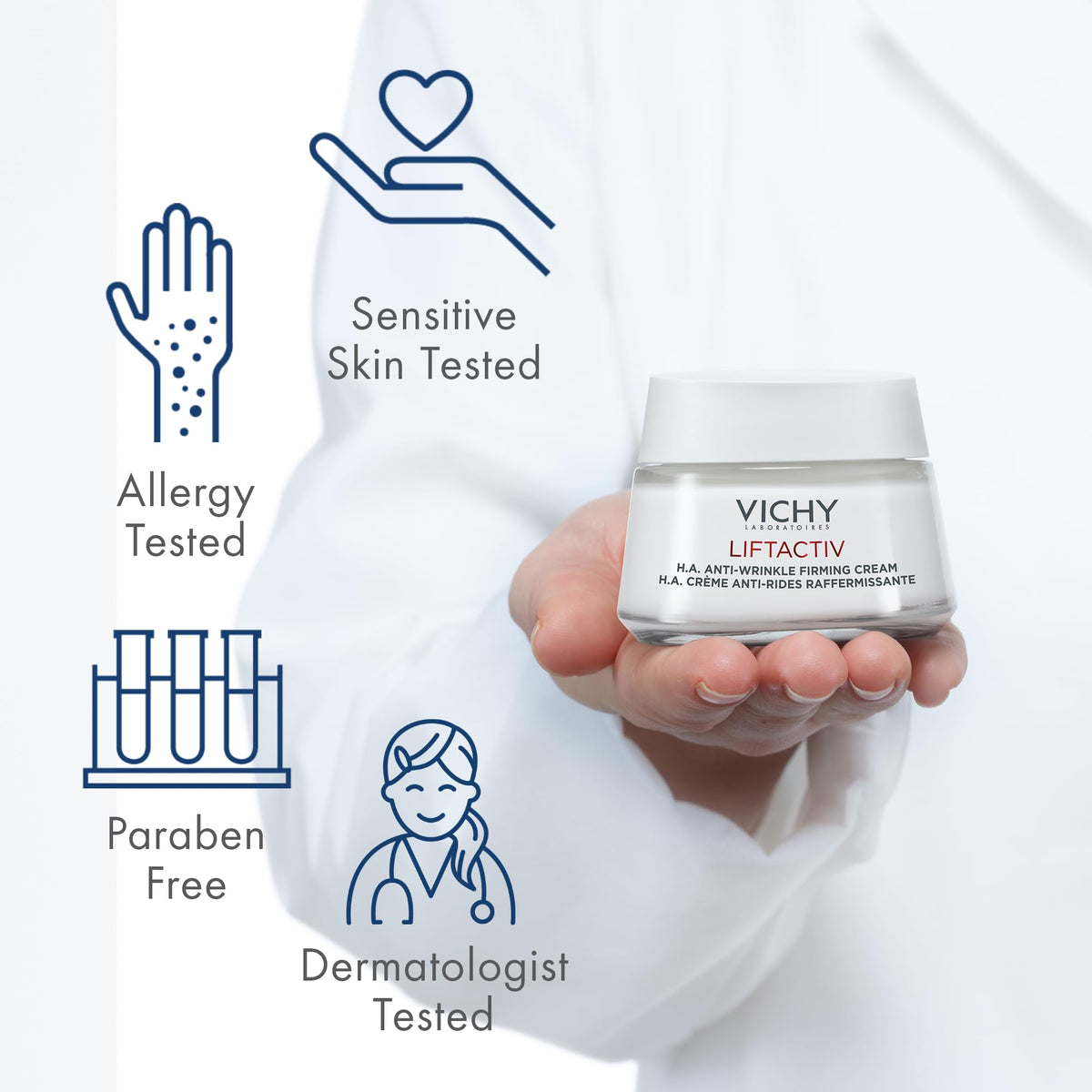 VICHY paired with mineral water bottle showing volcanic water boost