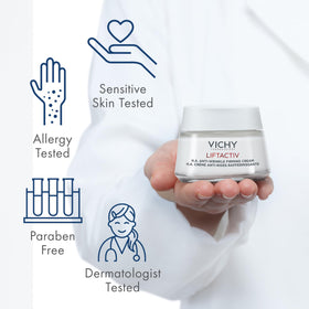 VICHY paired with mineral water bottle showing volcanic water boost