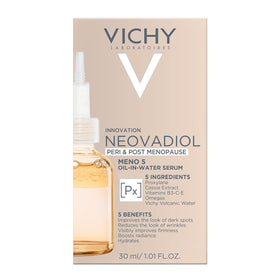 Vichy Neovadiol serum next to hand for size comparison and easy carry benefit