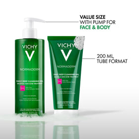 VICHY Normaderm on bathroom shelf in lifestyle scene promoting daily use