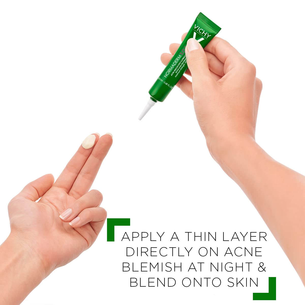 Vichy before and after spot photo emphasizing reduced blemish size and visibility