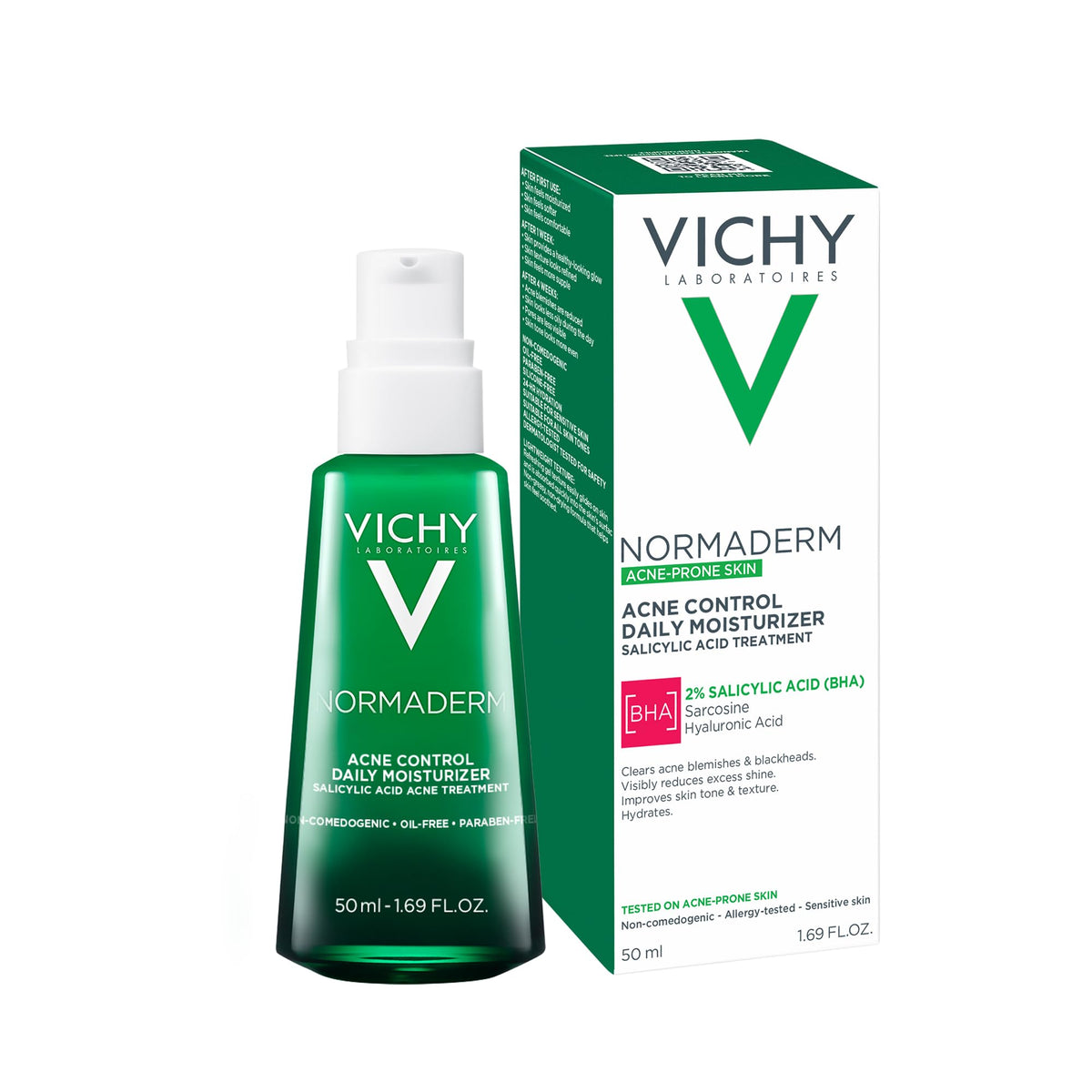 VICHY Normaderm under foundation illustrating non-greasy finish and makeup compatibility