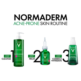 VICHY Normaderm used in morning skincare routine to reduce shine