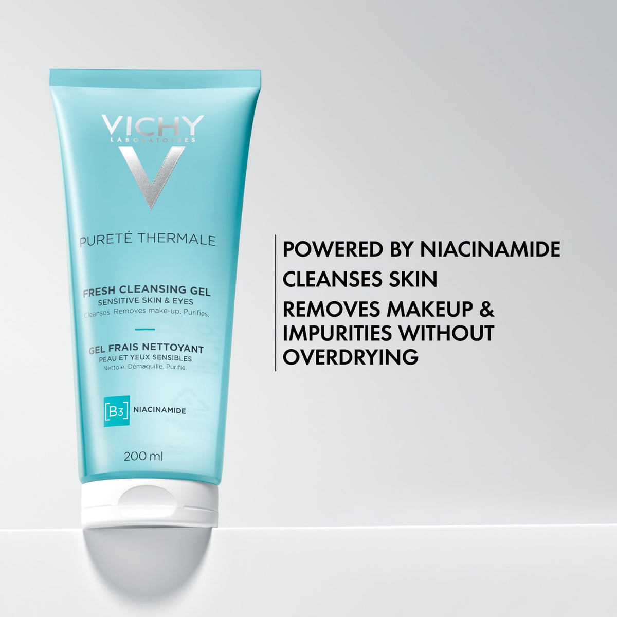 VICHY back label detail showing ingredients and usage instructions benefit