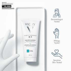 VICHY milky texture closeup demonstrating gentle, non oily finish and purity