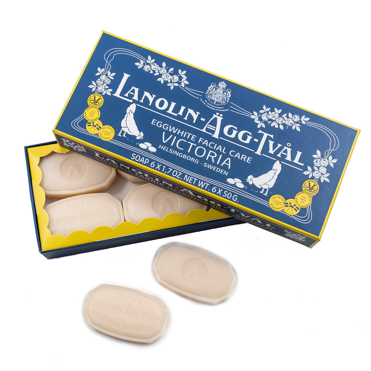 VICTORIA front packaging showing six soap bars and clear skincare benefits
