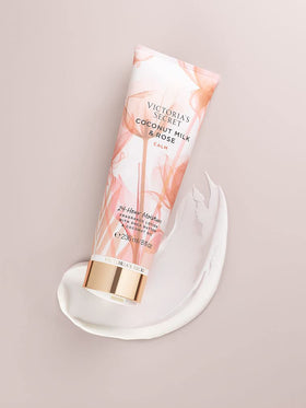 Victoria's Secret close-up lotion texture showing silky, spreadable formula