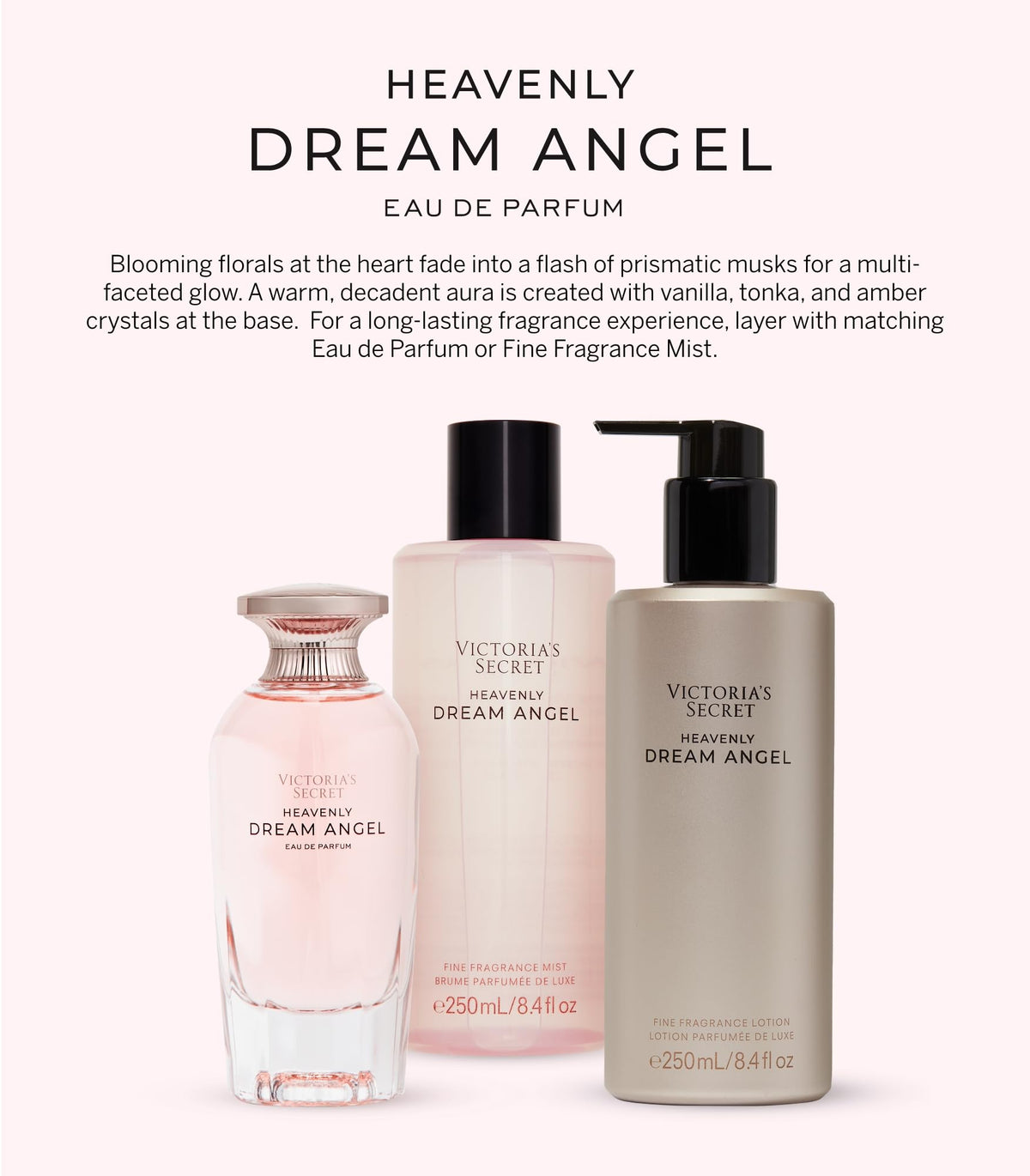 Victoria's Secret Dream Angel lotion dispensed in hand to show size and non-greasy hydration