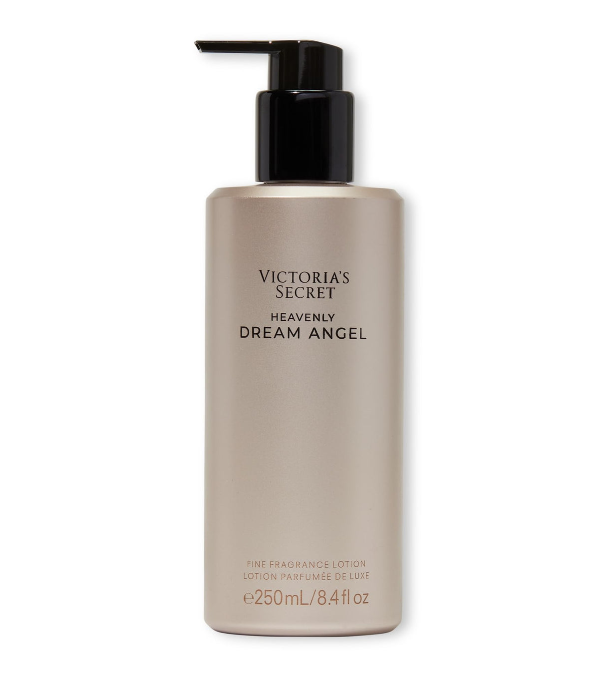 Victoria's Secret Dream Angel pump and label detail highlighting product branding and ingredient callout