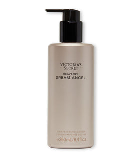 Victoria's Secret Dream Angel pump and label detail highlighting product branding and ingredient callout