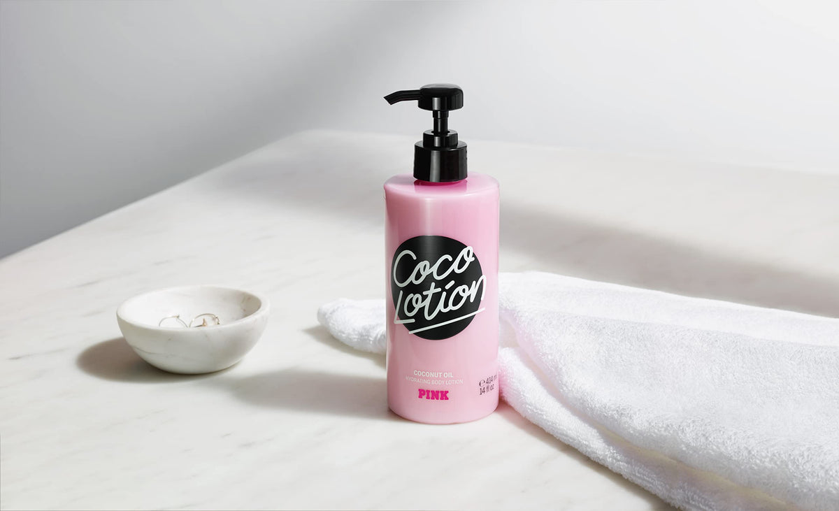 Victoria's Secret Pink coconut ingredient visual emphasizing natural fatty acids benefit