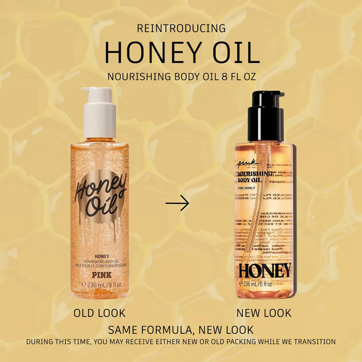 Victoria's Secret oil pouring from bottle demonstrating smooth application and hydration