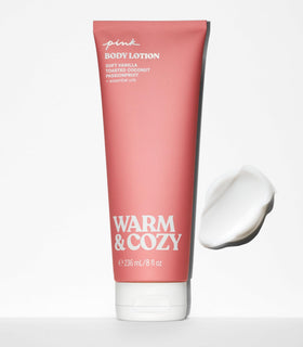 Victoria's Secret PINK lotion texture close-up on pump, highlights smooth absorbency