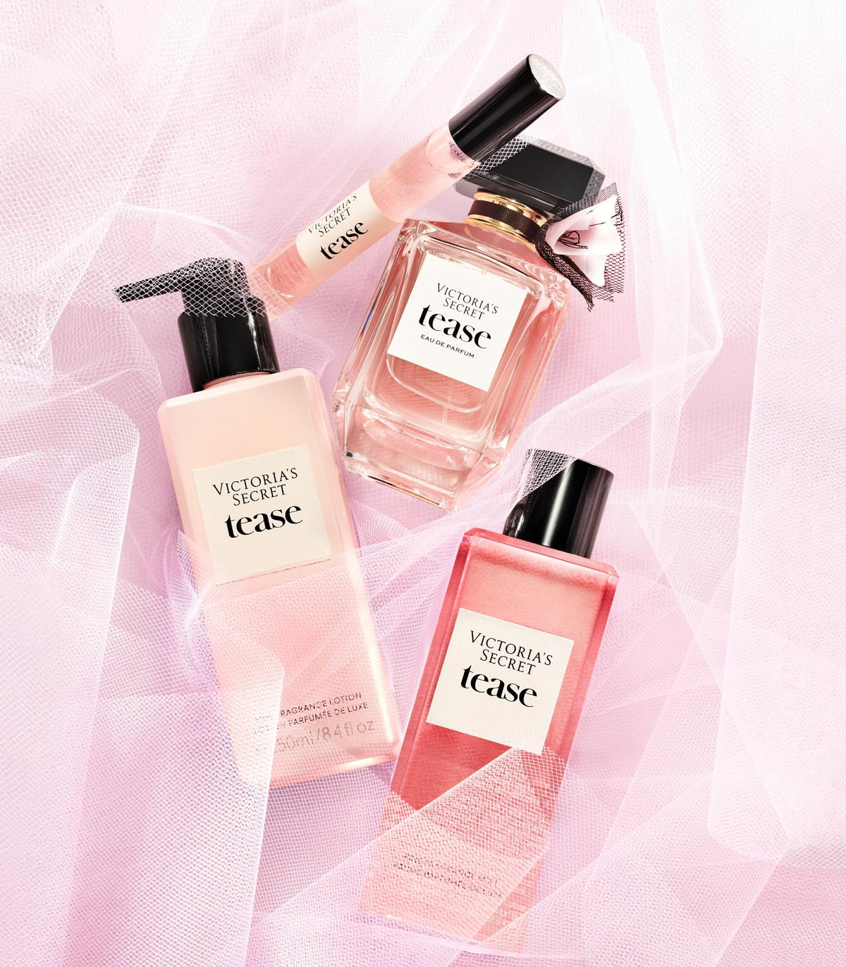 Victoria's Secret Tease paired with Tease Eau de Parfum to show effective scent layering