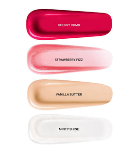 Victoria's Secret wand applying gloss to lips showing smooth texture and instant shine benefit